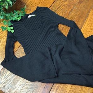 Calvin Klein Sweater Dress Bell Sleeve V Neck Knit